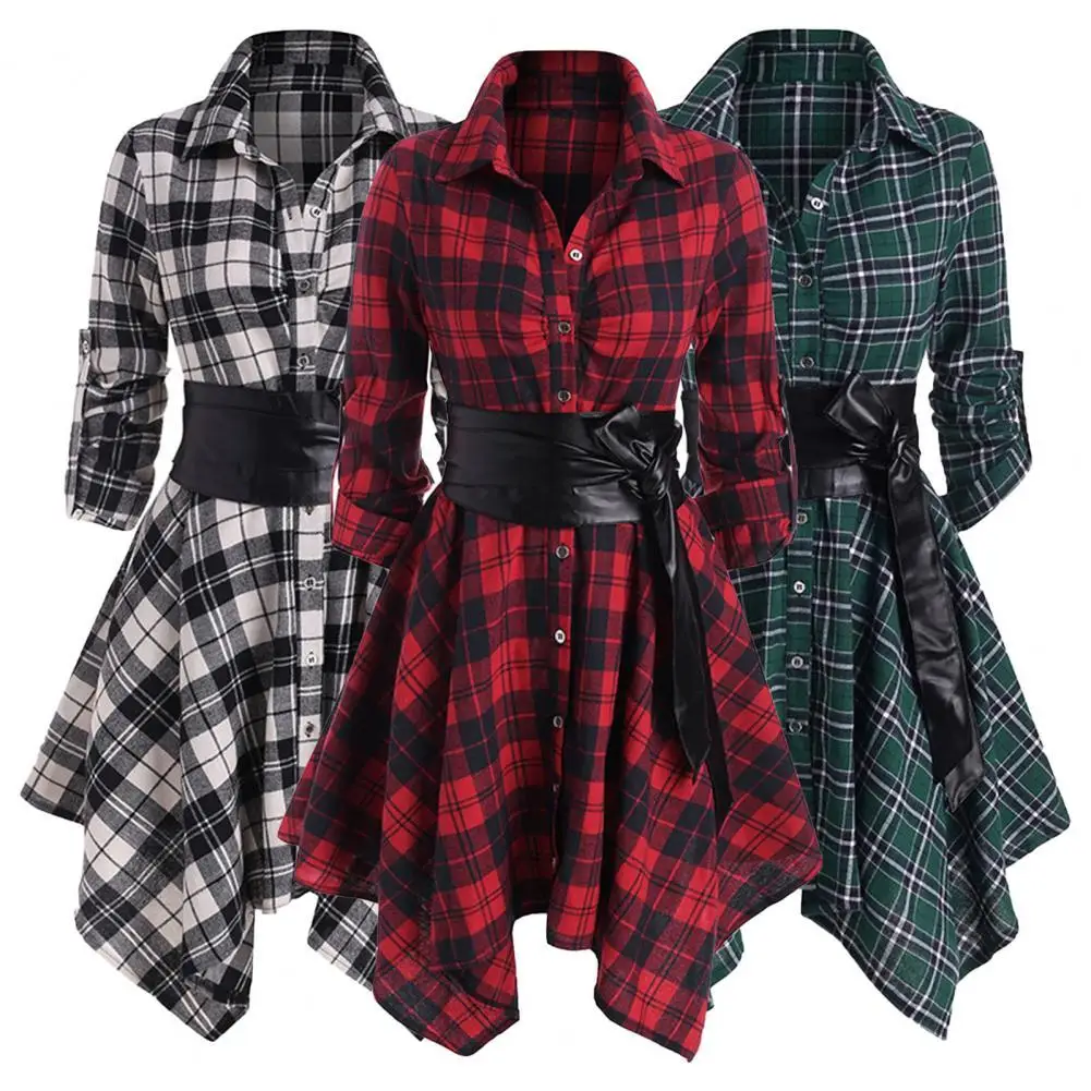 Top Trends: Popular Women Dress All-match Soft Texture Retro Plaid Casual Dress Casual Dress Women Dress Shoppable Styles