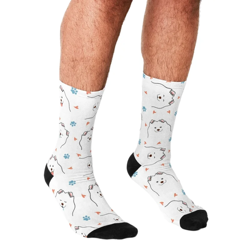 Top Trends: Funny Men Socks White Samoyed Dog Pattern Printed Hip Hop Men Happy Socks Cute Boys Street Style Crazy Novelty Socks For Men Shoppable Styles