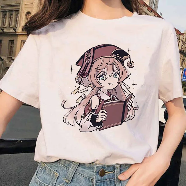 Top Trends: Genshin Impact T Shirt Women Game Cartoon Print T-Shirt Femme Kawaii Clothes Summer Tops Hu Tao Tshirt Funny Keqing Female Shoppable Styles - Image 4