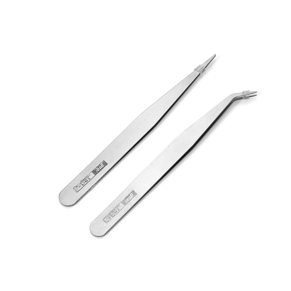 Top Trends: 2pcs Anti-Static Excellent Quality Tweezers Bend Long Nose Cross Tweezers For Intersperse Beads Jewerly Sewing Accessories Tools Shoppable Styles