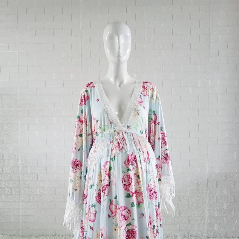 Top Trends: Floral Print Boho Dresses For Maternity Photography Props Vintage Flower Maternity Bohemian Dress For Photo Shoot Shoppable Styles - Image 5