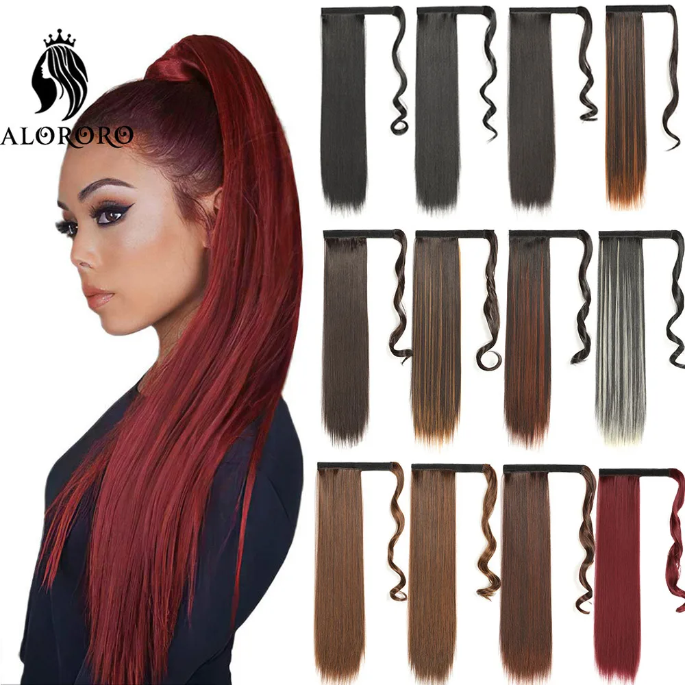 Top Trends: Straight Ponytail 22 Inch Long Wrap Around Clip In Ponytail Hair Extensions Yaki Synthetic Hairpiece Ponytail Fake Hair Alororo Shoppable Styles