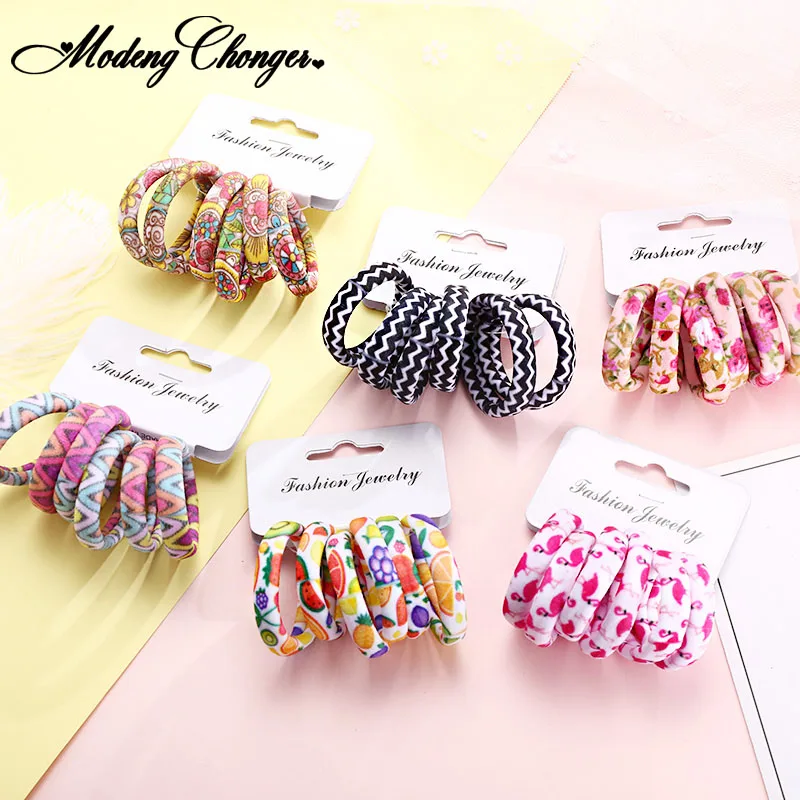 Top Trends: 6PCS / Pack New Women Print Cotton Elastic Hair Bands Scrunchie Gum For Hair Rubber Bands Ponytail Holder Fashion Hair Accessories Shoppable Styles