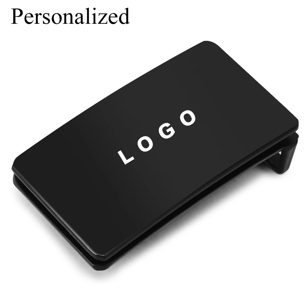 Top Trends: Custom Engraved Logo Black Smooth Belt Buckle Mens Accessories 3.5cm Alloy Plate Belt Head For Fathers Boyfriend Gifts QiQiWu Shoppable Styles