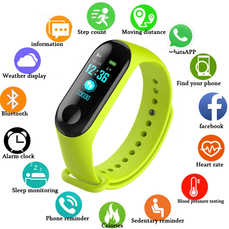 Top Trends: Wristwatch Fitness M3 Color Screen Smart Sport Bracelet Activity Running Tracker Heart Rate For Children Men Women Watch Hours Shoppable Styles