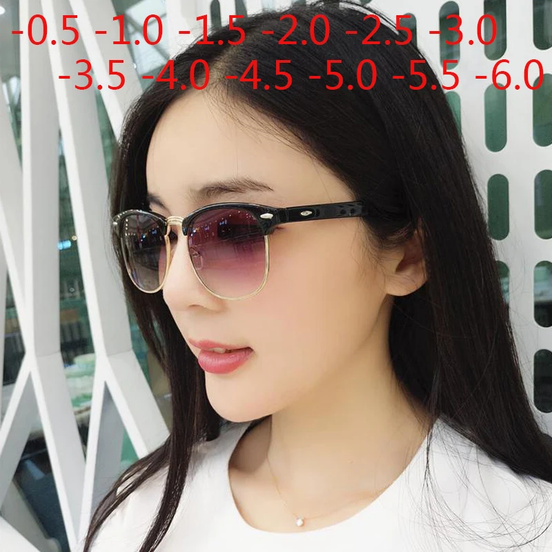 Top Trends: Men Women Students Myopia Sunglasses Metal Half Frame Nearsighted Gray Lens Glasses -0.5 -1 -1.5 -2 -2.5 -3 -3.5 -4 -4.5 -5 -6 Shoppable Styles