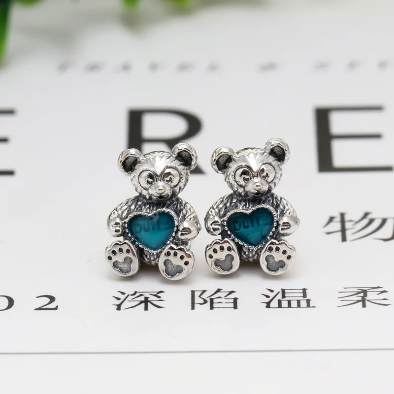 Top Trends: New Original 925 Sterling Silver Beads Bear Animal Charm Blue Red Enamel Fit Pandora Bracelets Women DIY Jewelry Dropship Shoppable Styles