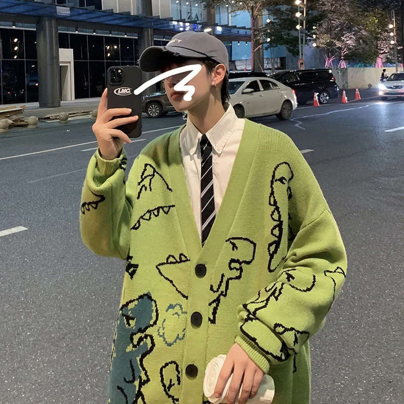 Top Trends: ZAZOMDE New Oversized Cardigan Knitted Sweater Streetwear Loose Male Top Coat 2022 Hip Hop Sweater Cartoon Pattern Pullovers Men Shoppable Styles - Image 2