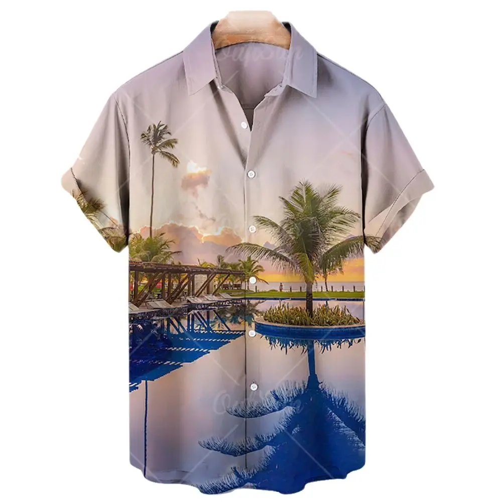 Top Trends: Summer Short Sleeve Coconut Tree 3d Printed Men&#039;s Shirts Casual Loose Hawaiian Shirt For Men Clothing Vintage Shirts Beach Top Shoppable Styles