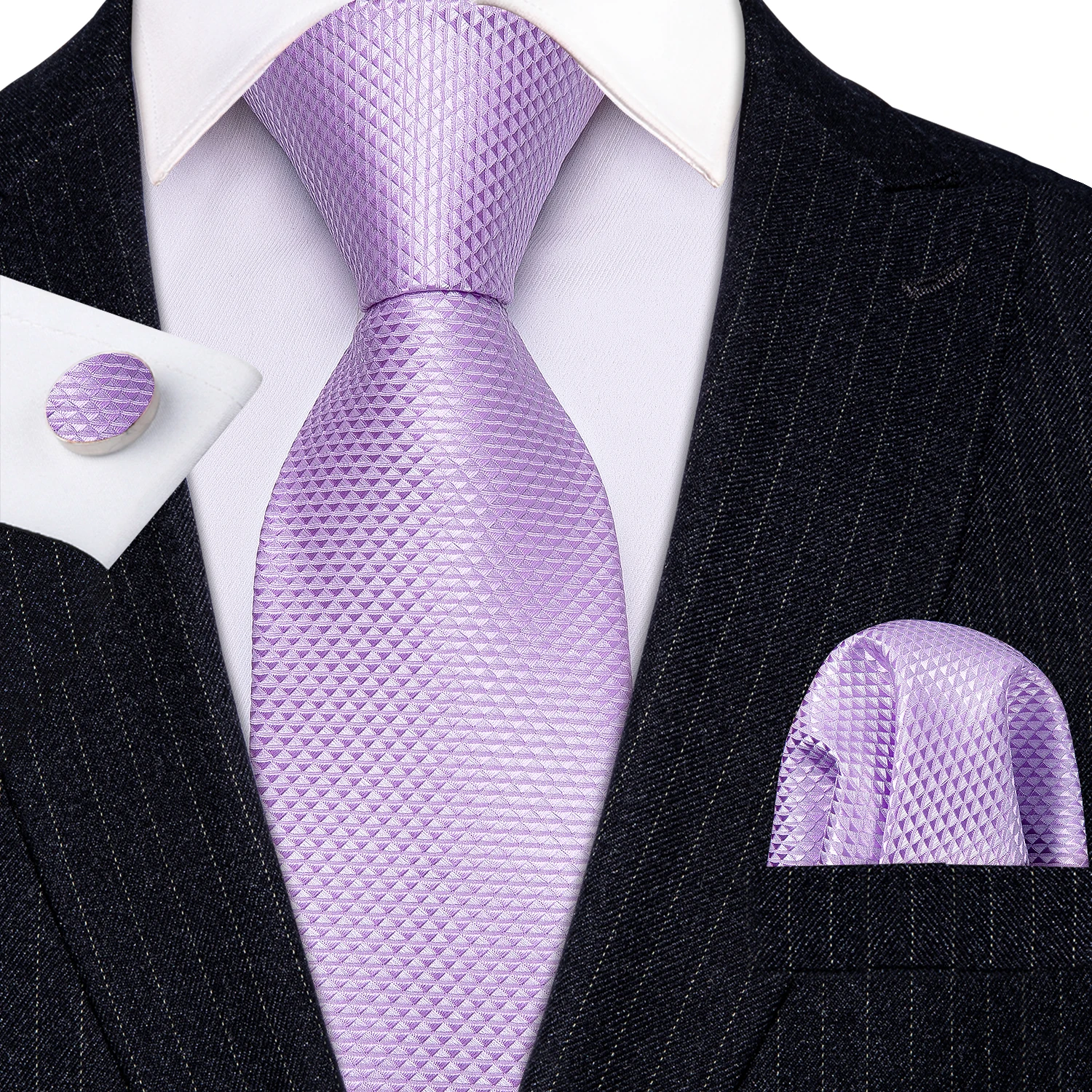 Top Trends: New Fashion Light Purple Silk Ties For Men Wedding NeckTies Hanky Cufflinks Set Groom Business Lilac Lavender Gift Barry.Wang Shoppable Styles