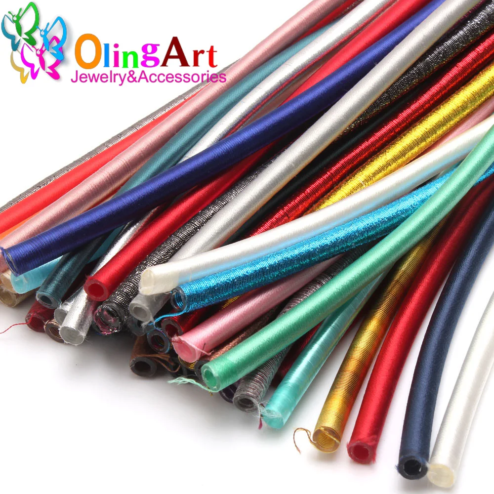 Top Trends: 5mm 46cm Soft Rayon Silk Various Materials / Multiple Colors Cord Hollow Rubber DIY Necklace Bracelet Jewelry Making Shoppable Styles