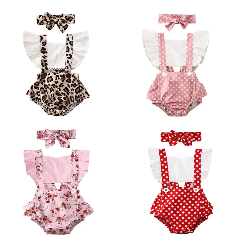 Top Trends: 0-24M Baby Girl Flower Ruffle Romper Newborn Backless Jumpsuit Headband Girls Sunsuit Outfit 2pcs Baby Summer Clothing Shoppable Styles