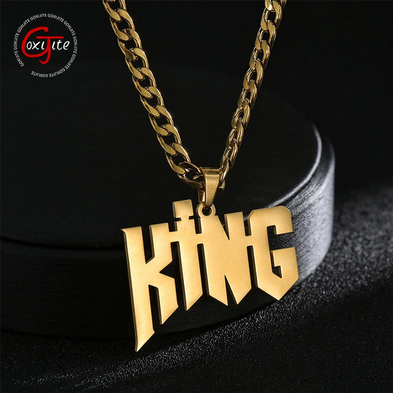 Top Trends: Goxijite Personalized Big Name Necklace For Men Women Custom Bold Initial Letter Nameplate Cuban Chain Necklaces Pendant Jewelry Shoppable Styles