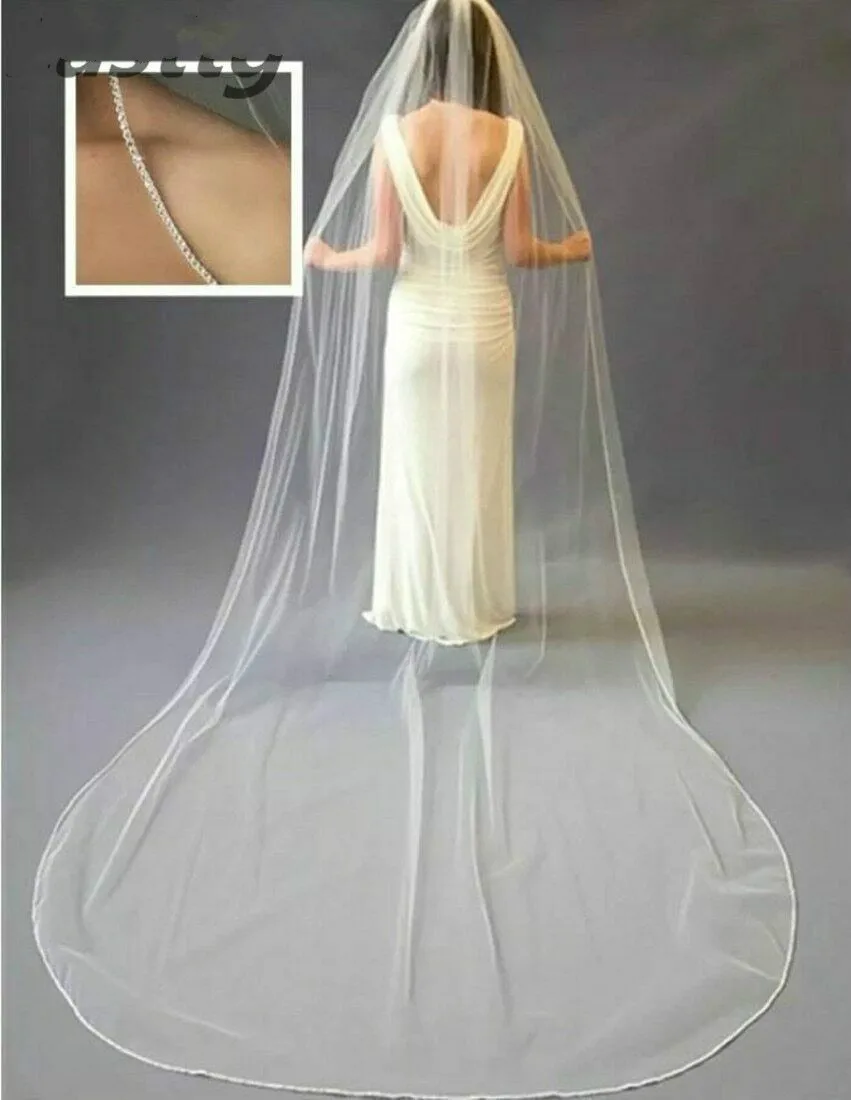 Top Trends: 3M Cathedral Crystal Edge Wedding Veil Custom Made 1 Tier With Comb Shoppable Styles