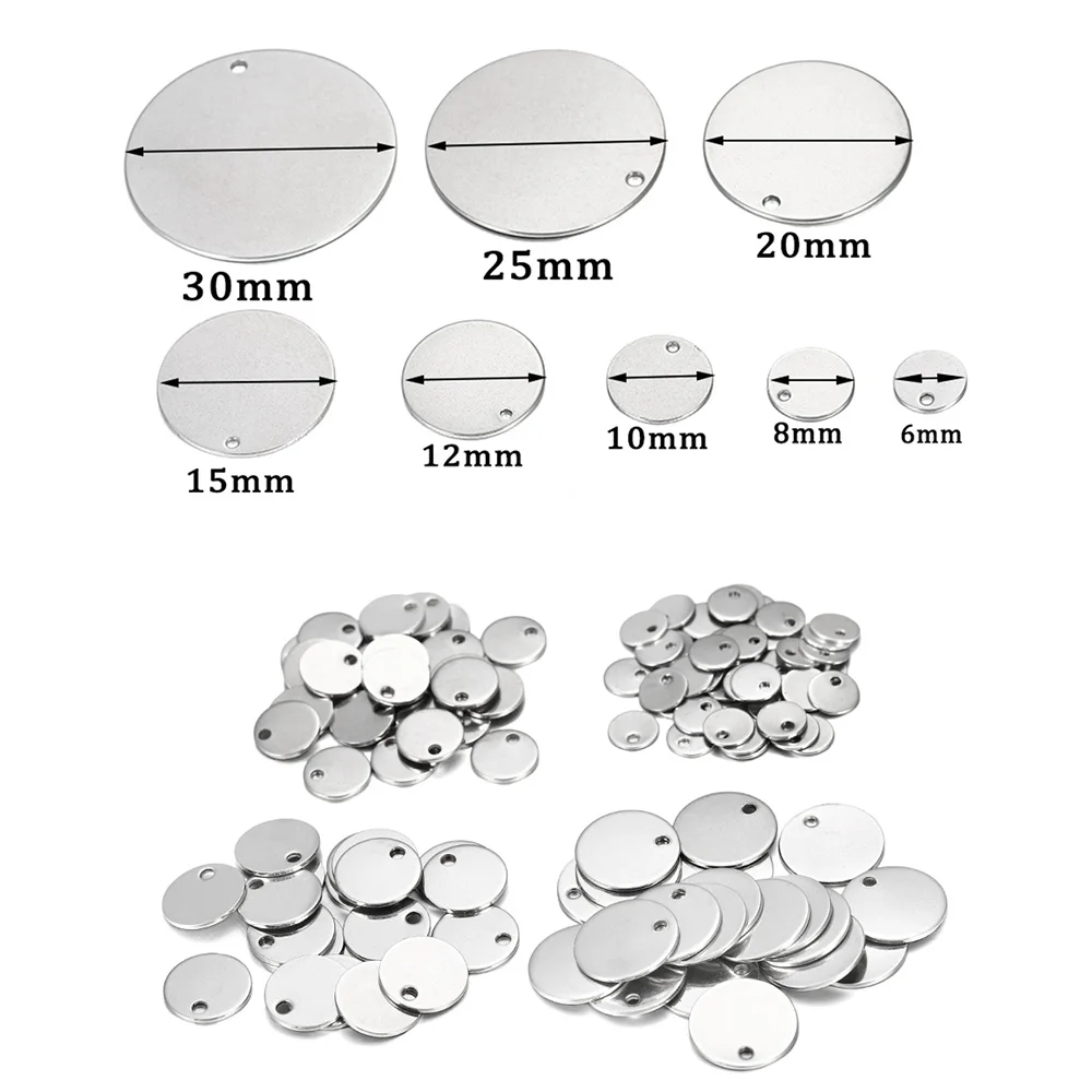 Top Trends: 10-50pcs 6-30 Mm Round Stainless Steel Stamping Blank Dog Tags Pendants DIY Bracelet Charm Jewelry Findings Supplies Wholesale Shoppable Styles