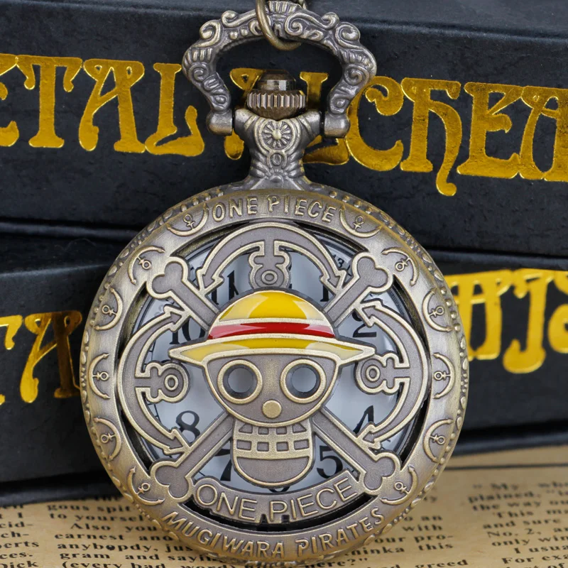 Top Trends: Retro Anime Pirate Skull Hollow Carved Quartz Pocket Watch Trend Necklace Anime Fan Men And Women Pendant Gift Shoppable Styles