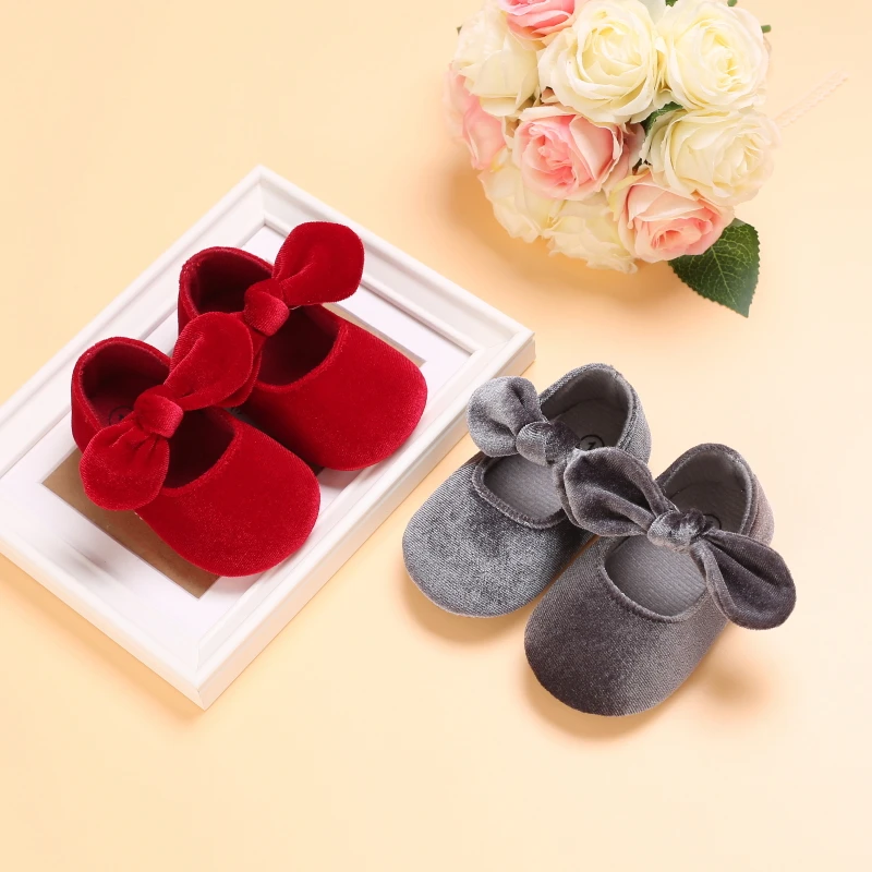 Top Trends: Newborn Infant Baby Girls Shoes Velvet Red Christmas 0-18M Princess Girl Baby Shoes Bow First Walkers Shoppable Styles