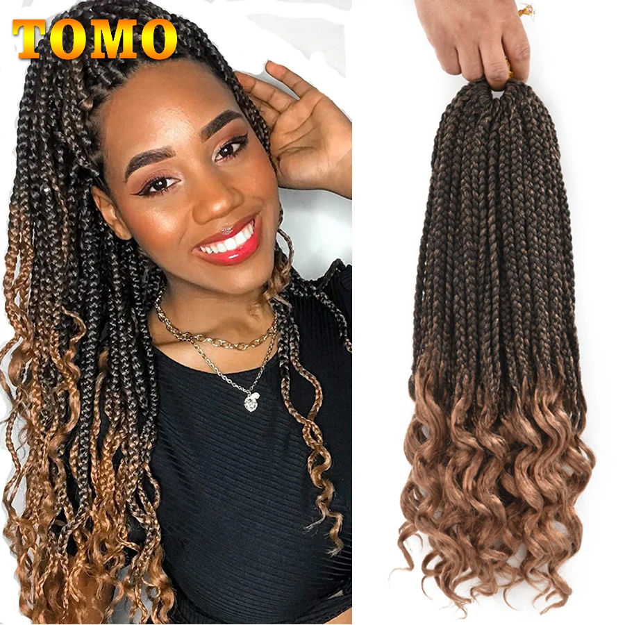 Top Trends: TOMO Goddess Box Braids Crochet Hair With Curly Ends 14 18 24Inch 3S Wavy Box Braids Synthetic Braiding Hair Extensions 22 Roots Shoppable Styles