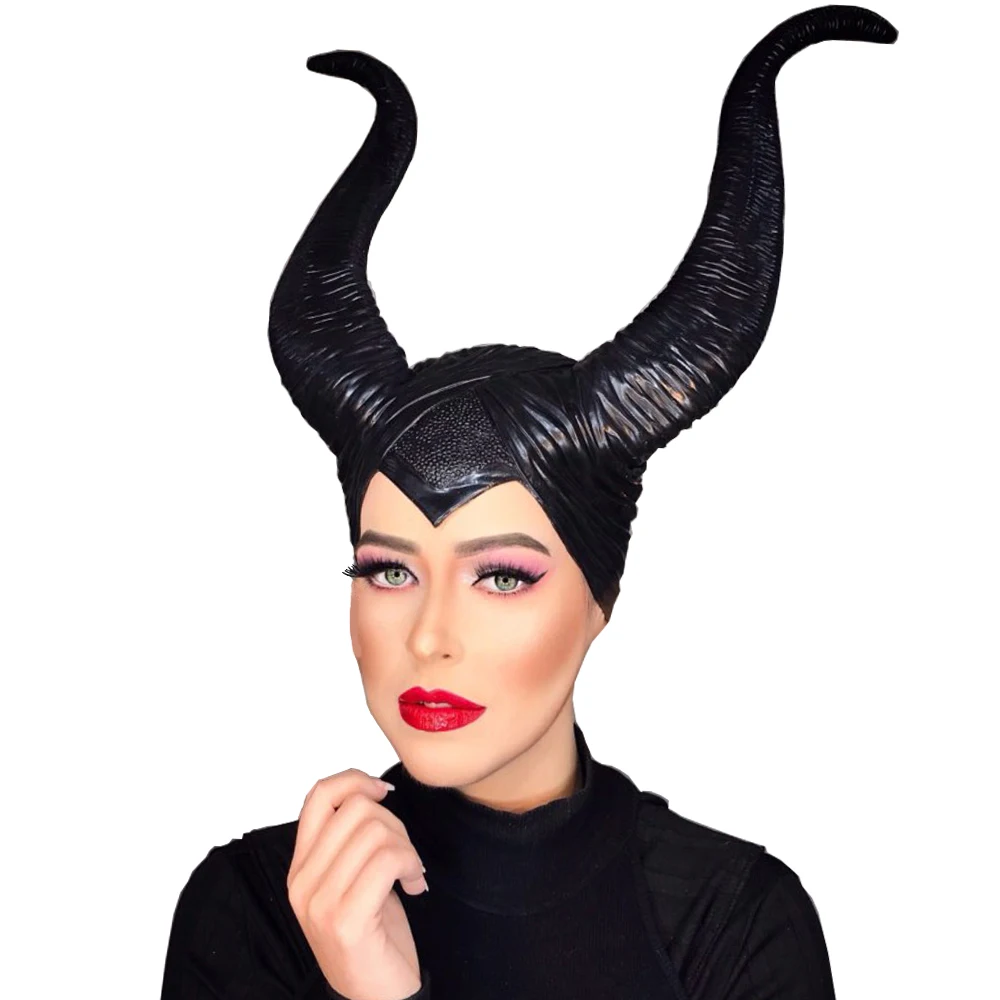 Top Trends: Girls Horns Hat Black Queen Cosplay Headpiece Women Halloween Costumes Anime Witch Headdress Party Props Shoppable Styles