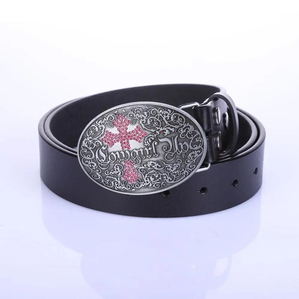 Top Trends: Western Cowboy Leather Belt For Men Women Kids Vintage Pattern Silver Novelty Buckle Button Belts Shoppable Styles - Image 5