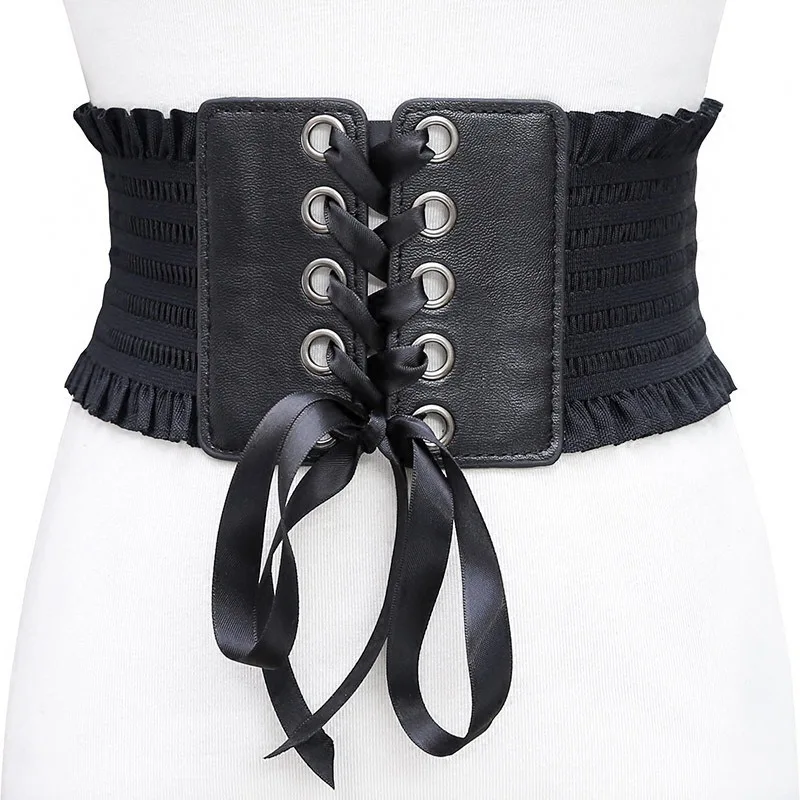 Top Trends: Fashion Lady Waist Shape Corset Wide Elastic Faux Leather Black Belt Stre Belts For Women Luxury Fashion Woman Belts For Corset Shoppable Styles