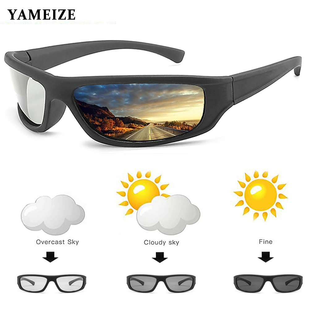 Top Trends: YAMEIZE Photochromic Glasses Polarized Sunglasses Men Discoloration Square Sunglasses Driving Goggles Sport Chameleon Eyewear Shoppable Styles