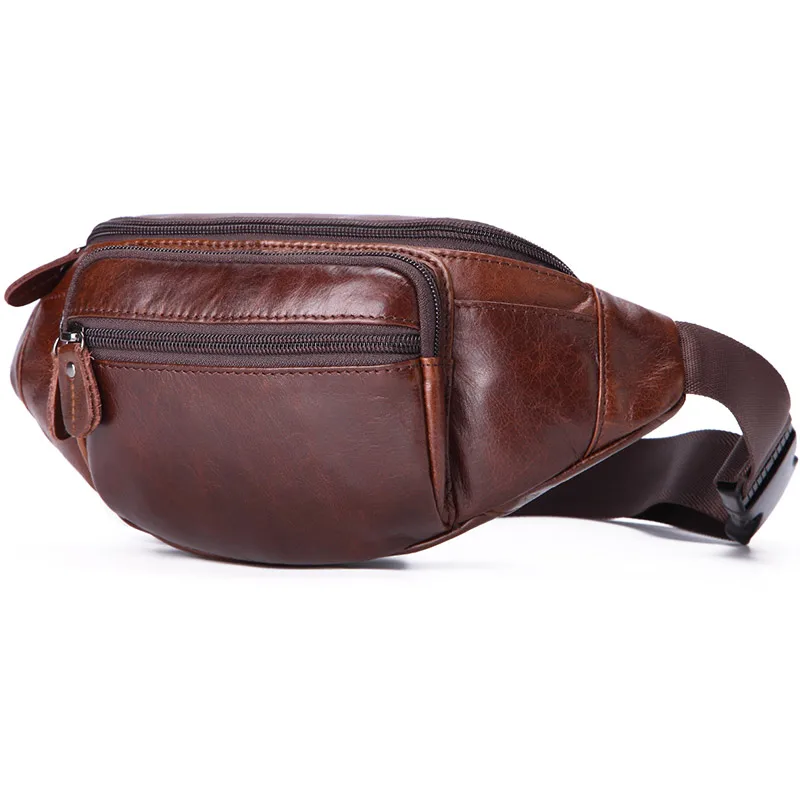 Top Trends: Casual Genuine Leather Men Waist Bag Men&#039;s Leather Travel Waist Packs Coffee Male Fanny Pack For Phone Money Bag Belt Pouch Shoppable Styles