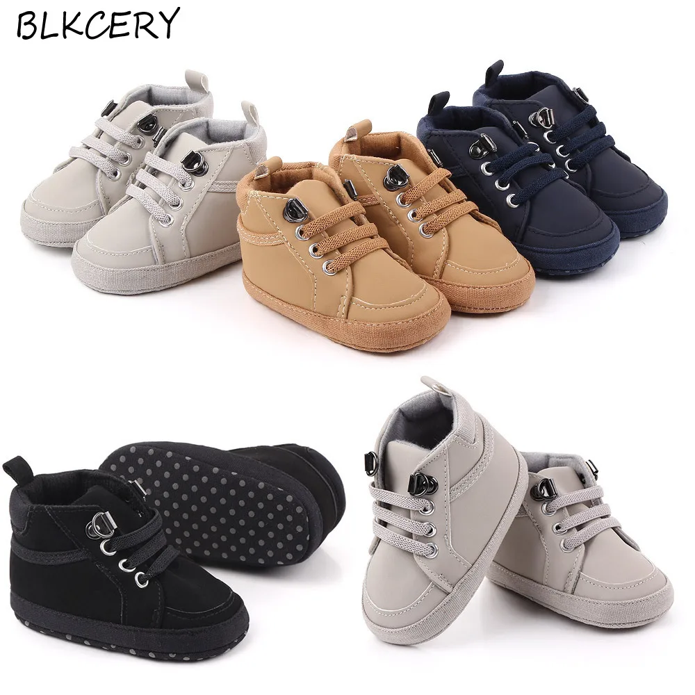 Top Trends: Brand Newborn Baby Boy Shoes Soft Sole Crib Shoes Warm Boots Anti-slip Sneaker Solid PU First Walkers For 1 Year Old 0-18 Months Shoppable Styles