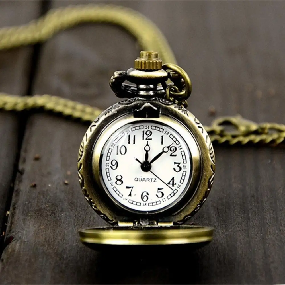 Top Trends: Retro Steampunk Analog Quartz Pocket Watch Necklace Carving Flower Pendant Chain Pocket Watch Unisex Clock Gifts карманные часы Shoppable Styles