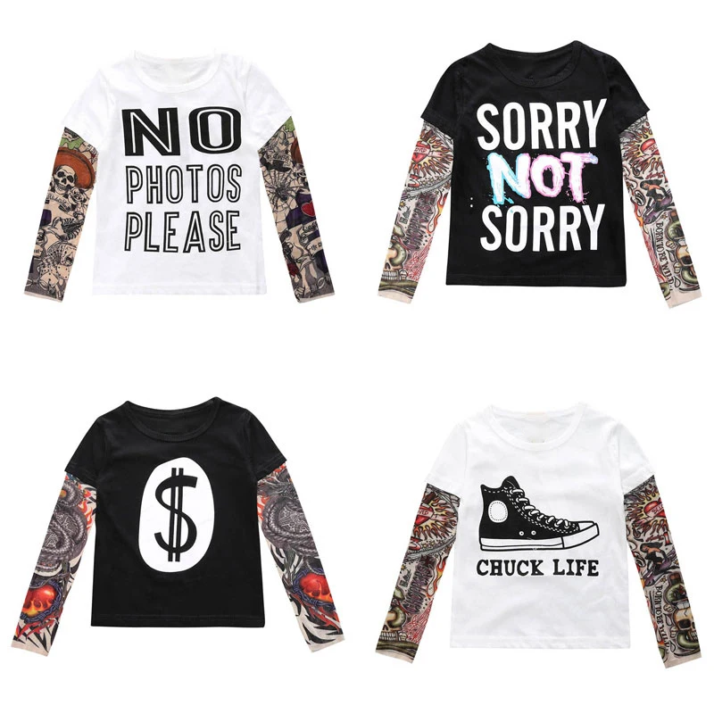 Top Trends: Comfortable Novelty Tattoo Long Sleeve Children T-Shirts Cotton Boy T-Shirt Autumn Kids Girls Tops Round Neck T-shirt Shoppable Styles