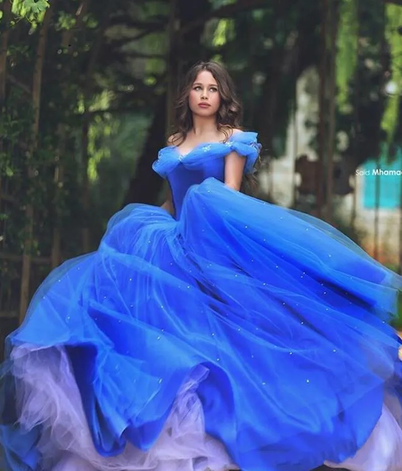 Top Trends: Cinderella Royal Blue Quinceanera Dresses Ball Gown Off The Shoulder Puffy Tulle Beaded Party Sweet 16 Dress Shoppable Styles