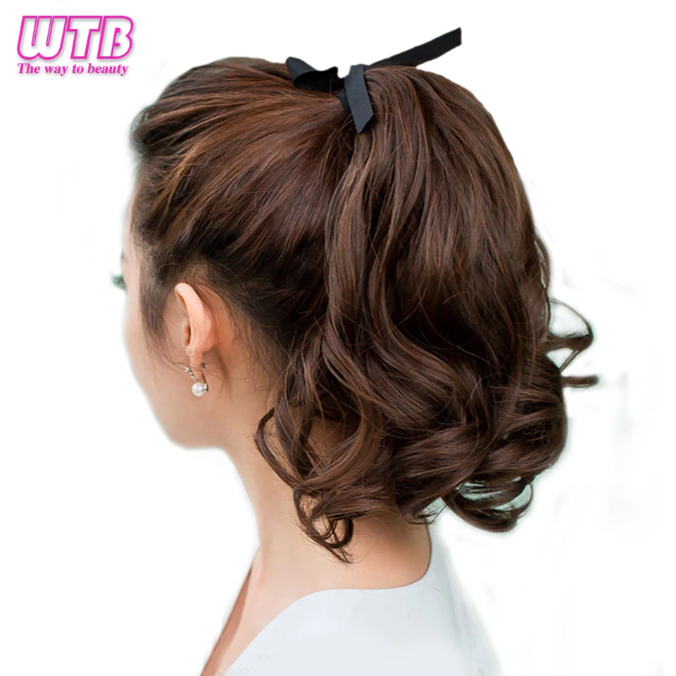 Top Trends: WTB Synthetic Short Curly Ponytail For Women Heat Resistant Drawstring Wavy Ponytail Hairpieces Black Brown Wavy Ponytail Hair Shoppable Styles