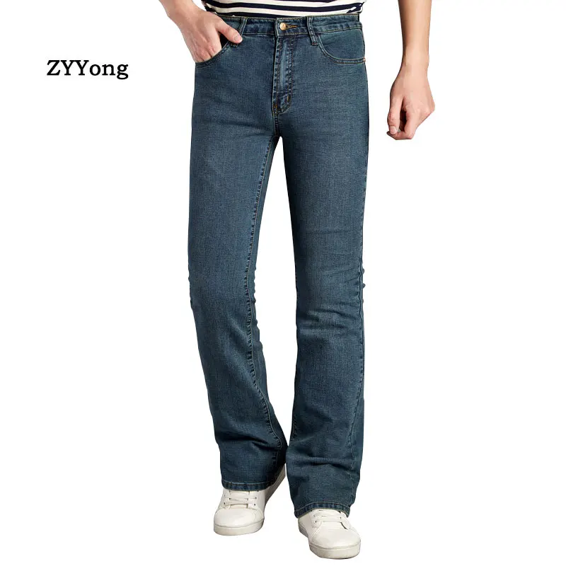 Top Trends: 2021 Autumn Flared Jeans Men Bootcut Denim Pants Casual Slim Boot Cut Elastic And Comfortable Blue Trousers Size 36 Shoppable Styles