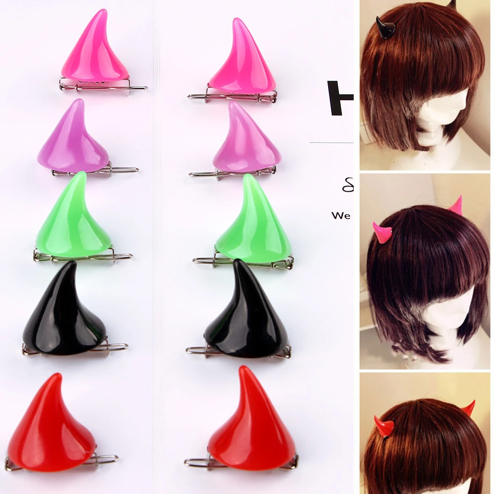 Top Trends: 1Pair Halloween Stereo Devil Horns Ears Hairpins Creative Cosplay Costume Colorful Barrettes Women Girls Hair Clip Accessories Shoppable Styles