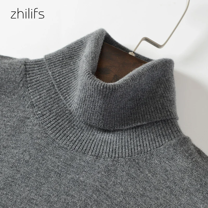 Top Trends: High Quality 2021 Spring And Autumn Sweater Men Turtleneck Long-sleeved Sweaters 16 Needle Superfine Merino Wool Knitted Tees Shoppable Styles - Image 5