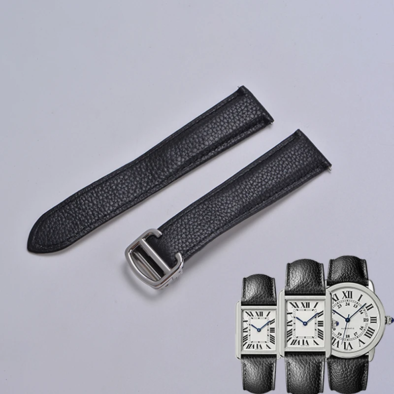 Top Trends: Watch Strap Soft Genuine Leather High Quality Suitable For Cartier Tank Solo London Sandoz Watch Strap Durable All Steel Buckle Shoppable Styles