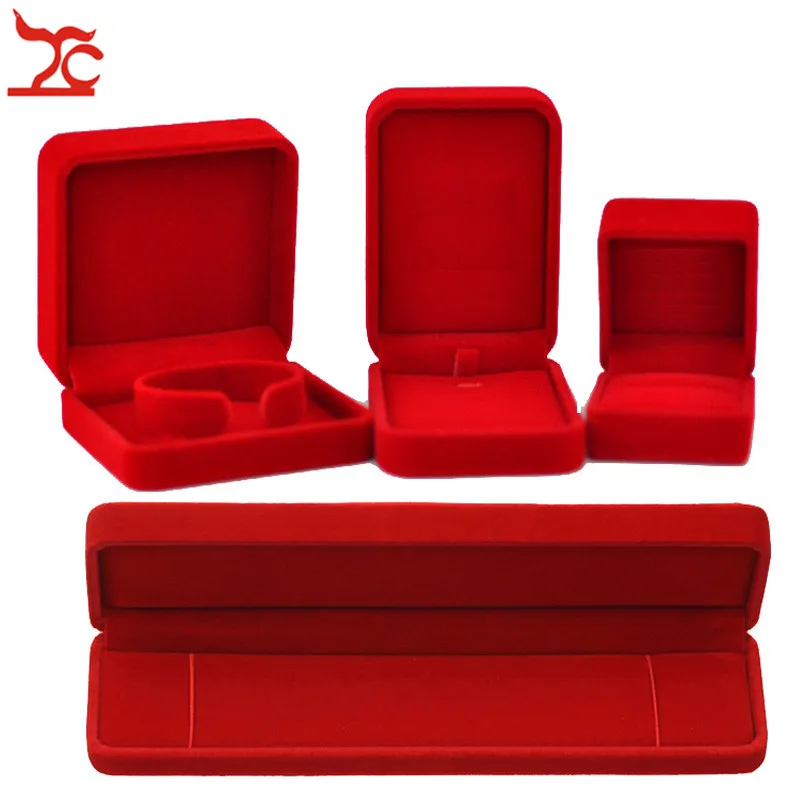 Top Trends: Quality Wedding Jewelry Storage Case Amazing Red Velvet Ring Earrings Necklace Pendant Bracelet Storage Organizer Gift Box Shoppable Styles