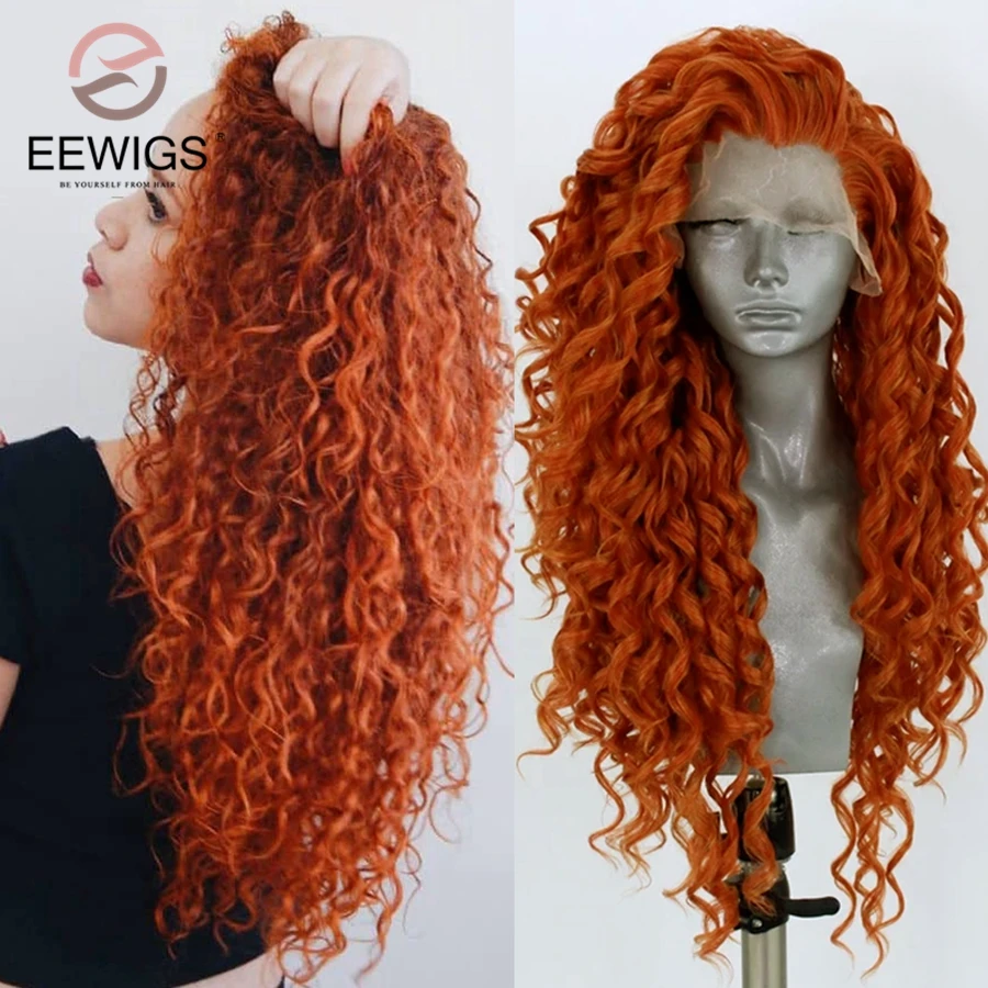 Top Trends: Ginger13x4 Synthetic Lace Front Wig Heat Resistant Long Red Pink Deep Wave Kinky Curly Drag Queen Cosplay Daily Wigs For Women Shoppable Styles