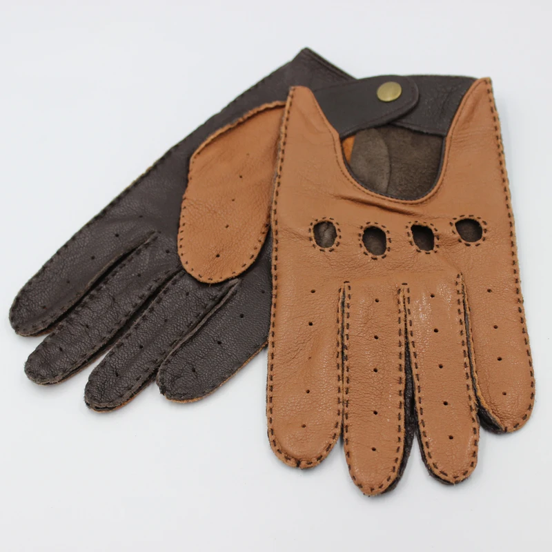 Top Trends: Latest Goatskin Locomotive Gloves Male Driver Style Classic Light Brown Dark Brown Motorcycle Bicycle Man's Gloves TB15-1 Shoppable Styles - Image 2