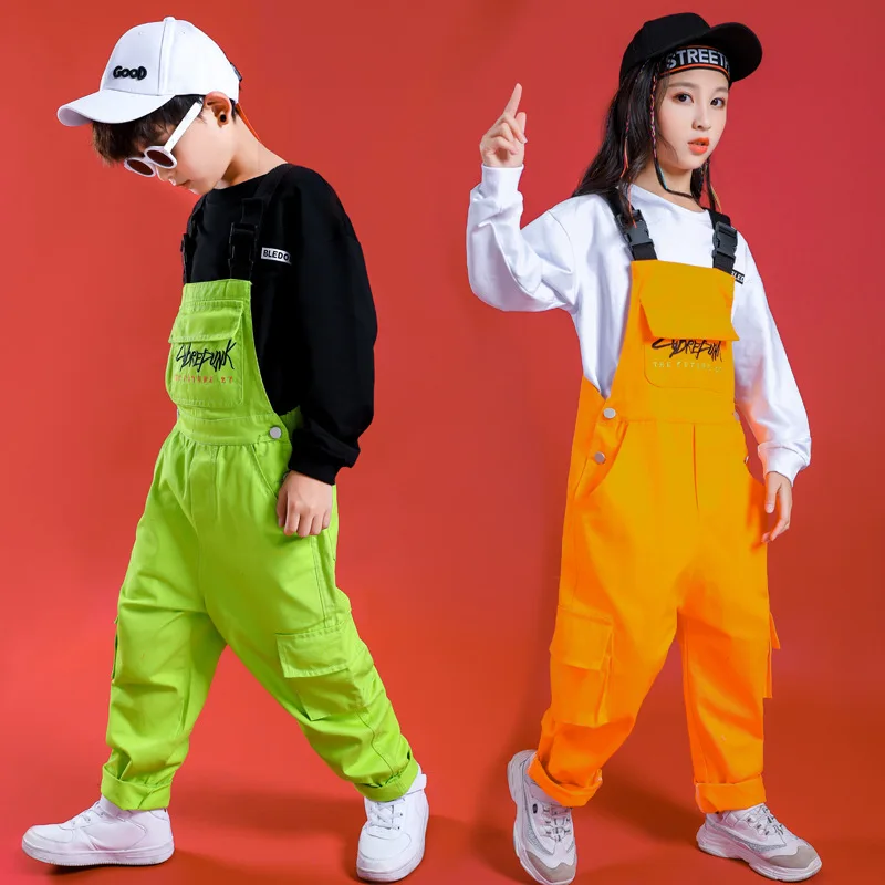 Top Trends: Kid Hip Hop Clothing Black White Sweatshirt T Shirt Tops Loose Bib Pants For Girls Boys Jazz Dance Costumes Clothes Streetwear Shoppable Styles