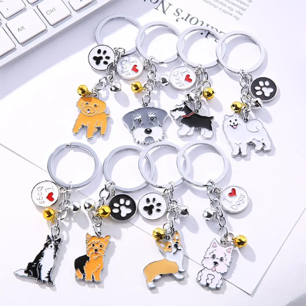 Top Trends: Fashion Pet Memorial Keychain Dog Pendant White Maltese Animal Bell Enamel Keyring Women Bag Jewelry Girls 10cm, 1Piece Shoppable Styles