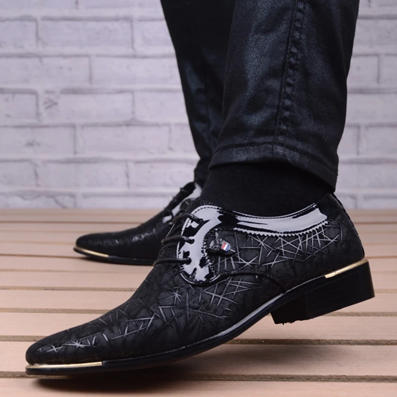 Top Trends: Men's Dress Shoe Clould Patent Leather Men Wedding Oxford Shoes Lace-Up Office Suit Men's Casual Shoes Zapatillas Hombre Shoppable Styles - Image 3