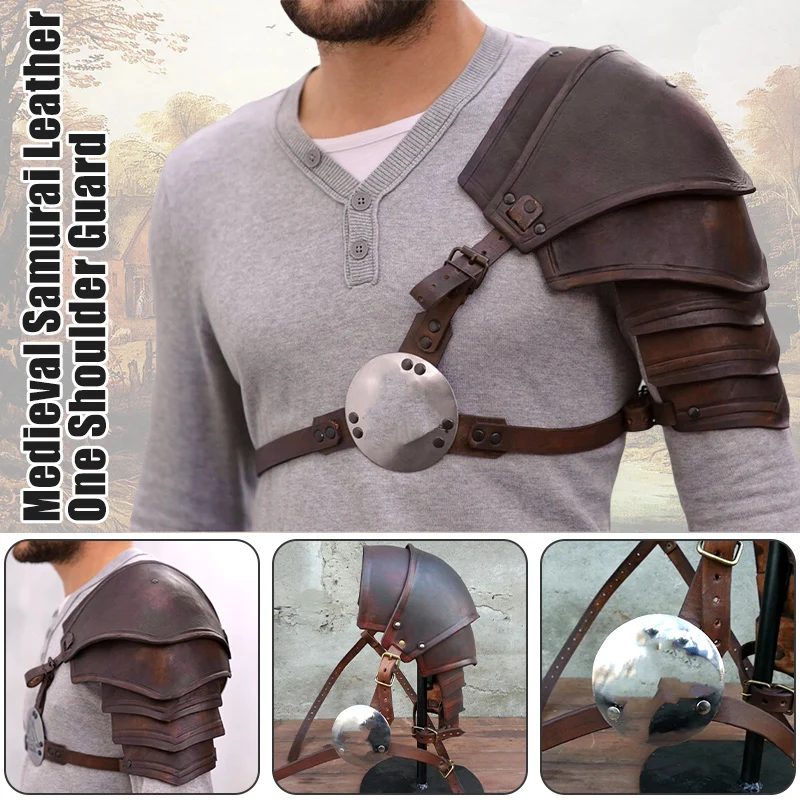 Top Trends: Medieval Viking Single Shoulder Armor Adjustable PU Leather Gladiator Knight Pauldrons Pirate Warrior Cosplay Costume Shoppable Styles