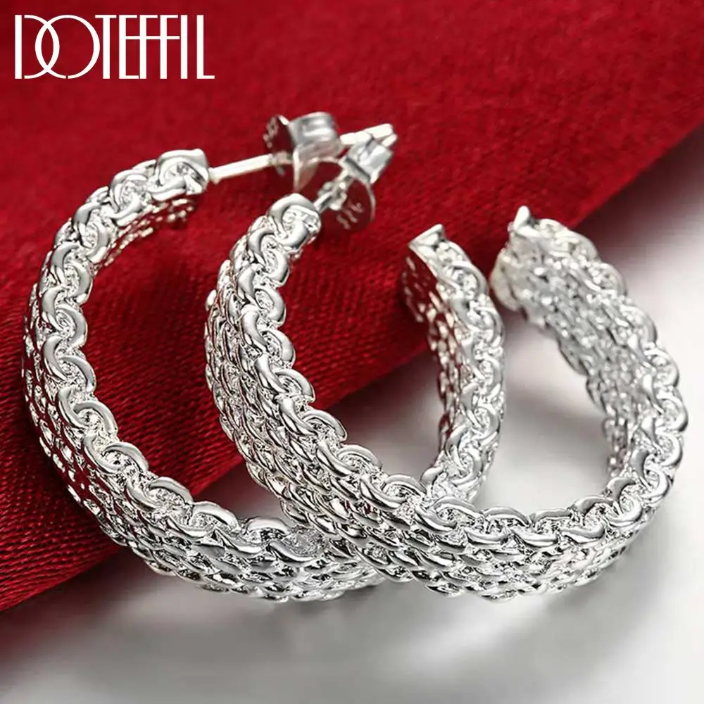 Top Trends: DOTEFFIL Fashion 925 Sterling Silver Earring For Women Round Stud Earring Christmas Gift Party Wedding Jewelry Shoppable Styles