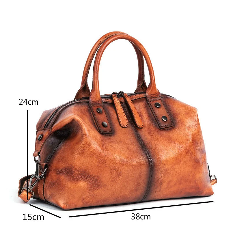 Top Trends: 2024 New Hand Painted Women Handbag Luxury Genuine Cowhide Leather Dumpling Bag Large Capacity Vintage Top-handle Bag For Female Shoppable Styles - Image 5