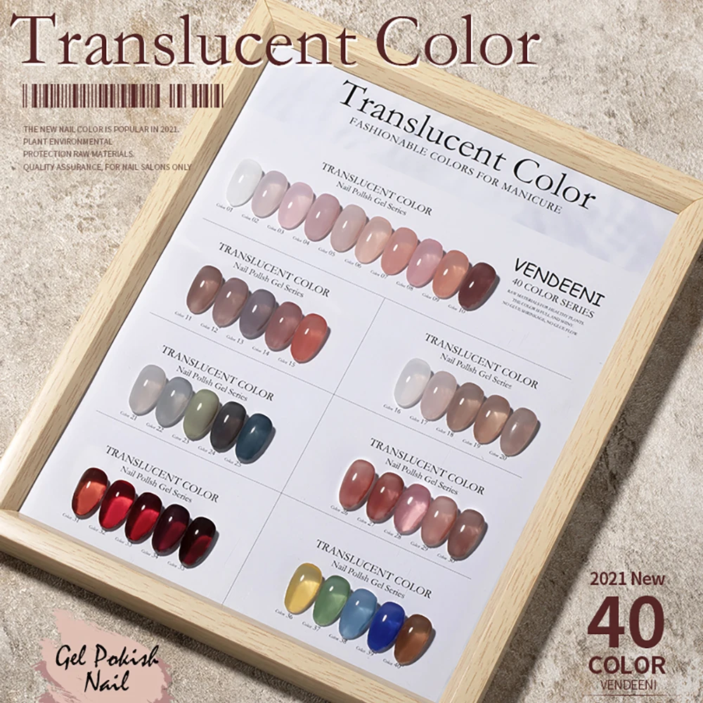 Top Trends: Vendeeni 40 Colors Translucent Gel Nail Polish Nude Pink Skin Tone Nail Art Gel Polish Lacquer UV Soak Off Gel Varnish 15ml Shoppable Styles