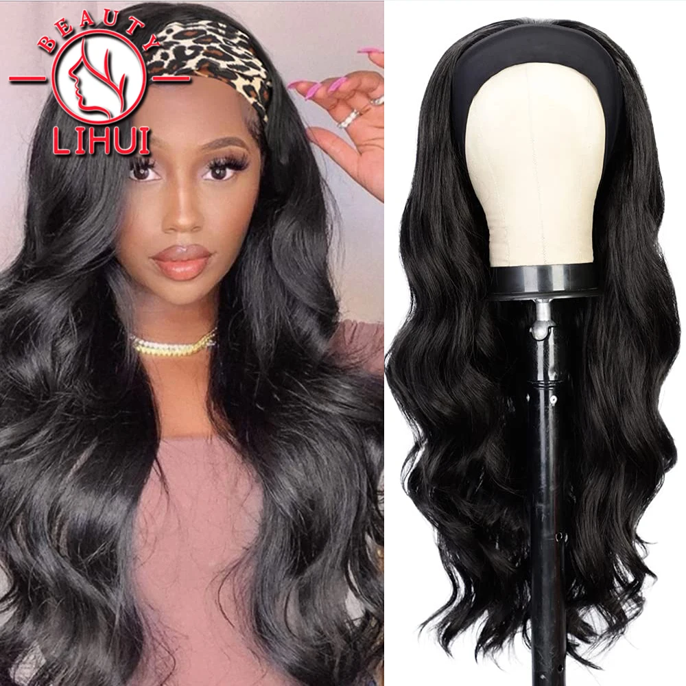 Top Trends: Headband Wig Curly Wave Head Band Wigs For Black Women Yaki Straight Synthetic Wigs For Women Natural Black Hair Extensions Shoppable Styles