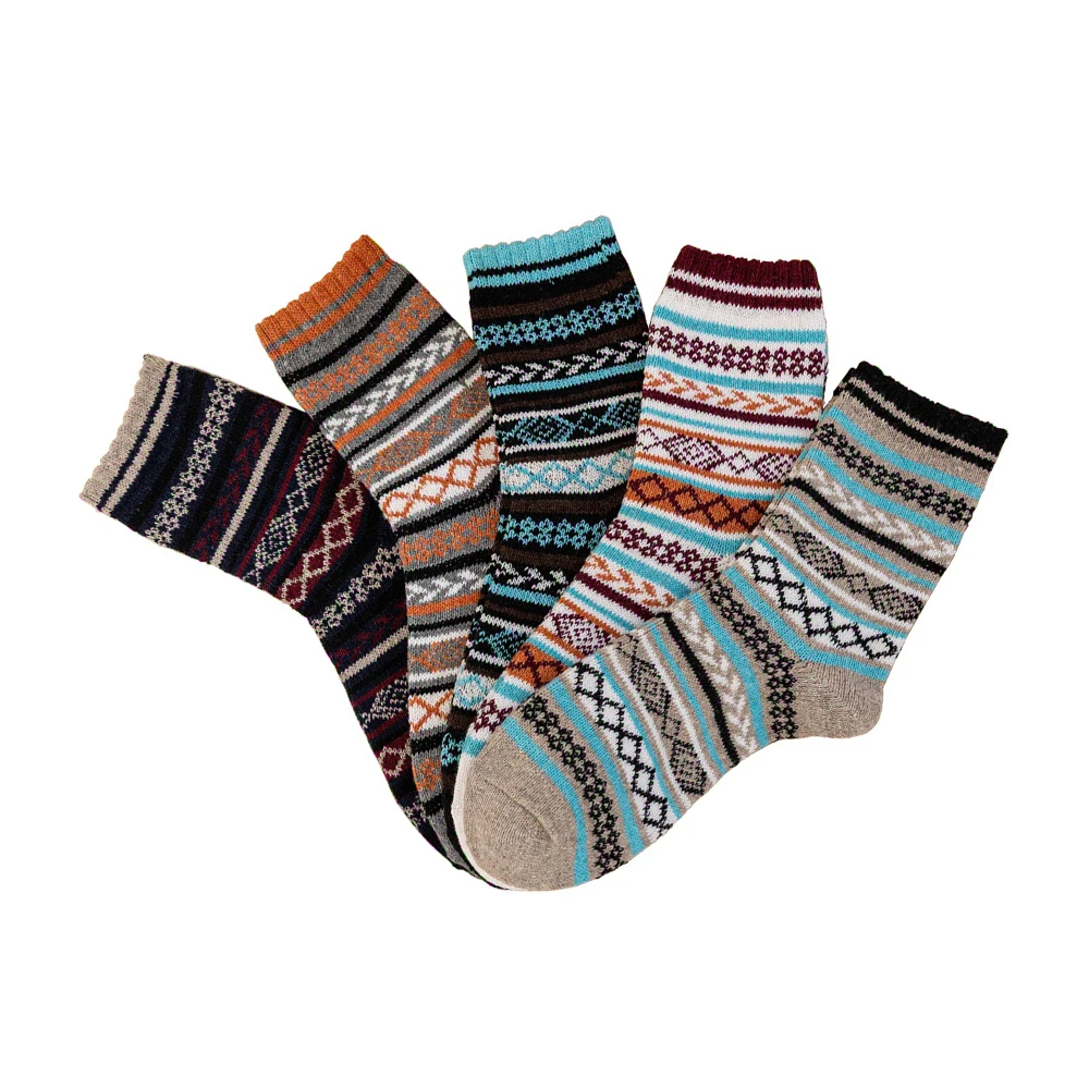 Top Trends: 5 Pairs Retro Womens Mens Winter Thermal Socks Warm Soft Wool Thick Nordic Sock Retro Comfortable Male Socken Hot Sale Dropship Shoppable Styles - Image 6