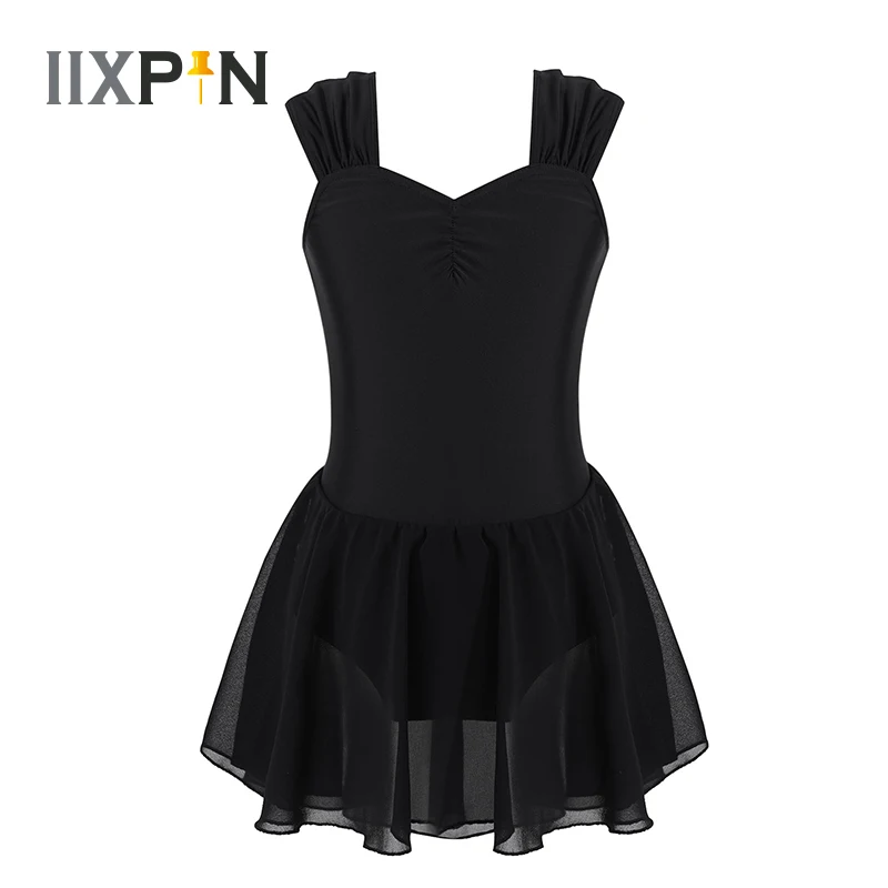 Top Trends: Kids Girls Ballet Dress Sleeveless Solid Color Tutu Dance Dress Gymnastics Leotard Costume Children Figure Ice Skating Dress Shoppable Styles