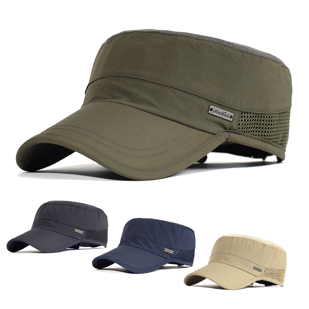 Top Trends: Summer Mesh Outdoor Sport Quick Drying Military Caps Men Breathable Cadet Army Cap Flat Top Hat Cycling Running Cap Baseball Cap Shoppable Styles